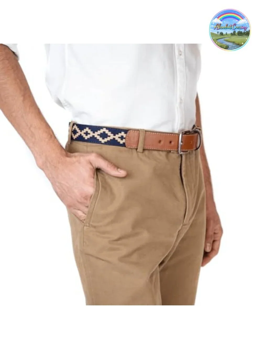 Handmade Woven Leather Golf Belt for Men - Pearl Cotton Stitching